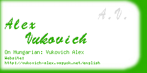 alex vukovich business card